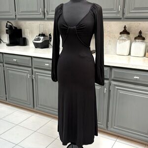 Sexy midi black dress with cutouts